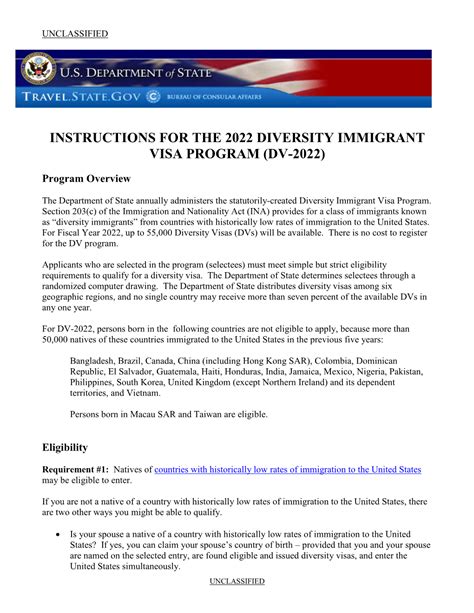 INSTRUCTIONS FOR THE 2022 DIVERSITY IMMIGRANT VISA PROGRA.